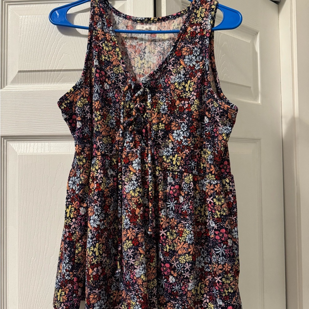 Maurices Pink and Purple Sleeveless Tie Front Tank Top